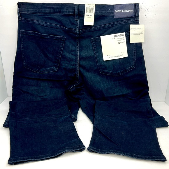 CALVIN KLEIN JEANS, STRAIGHT LEG, BLUE JEANS, STRETCH, SITS AT WAIST, 38W, 34L - Picture 2 of 15